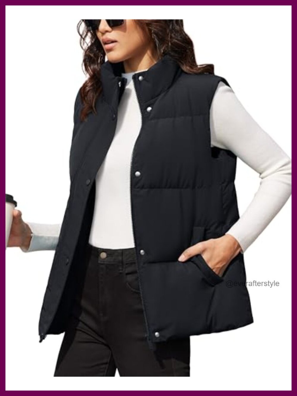 Women's Oversized Puffer Down Vest Sleeveless Button Zip Winter Jacket
